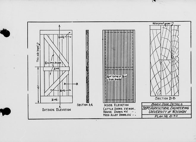 ... State: Index of plans: October 1924: Barn door details. Plan no. B-7